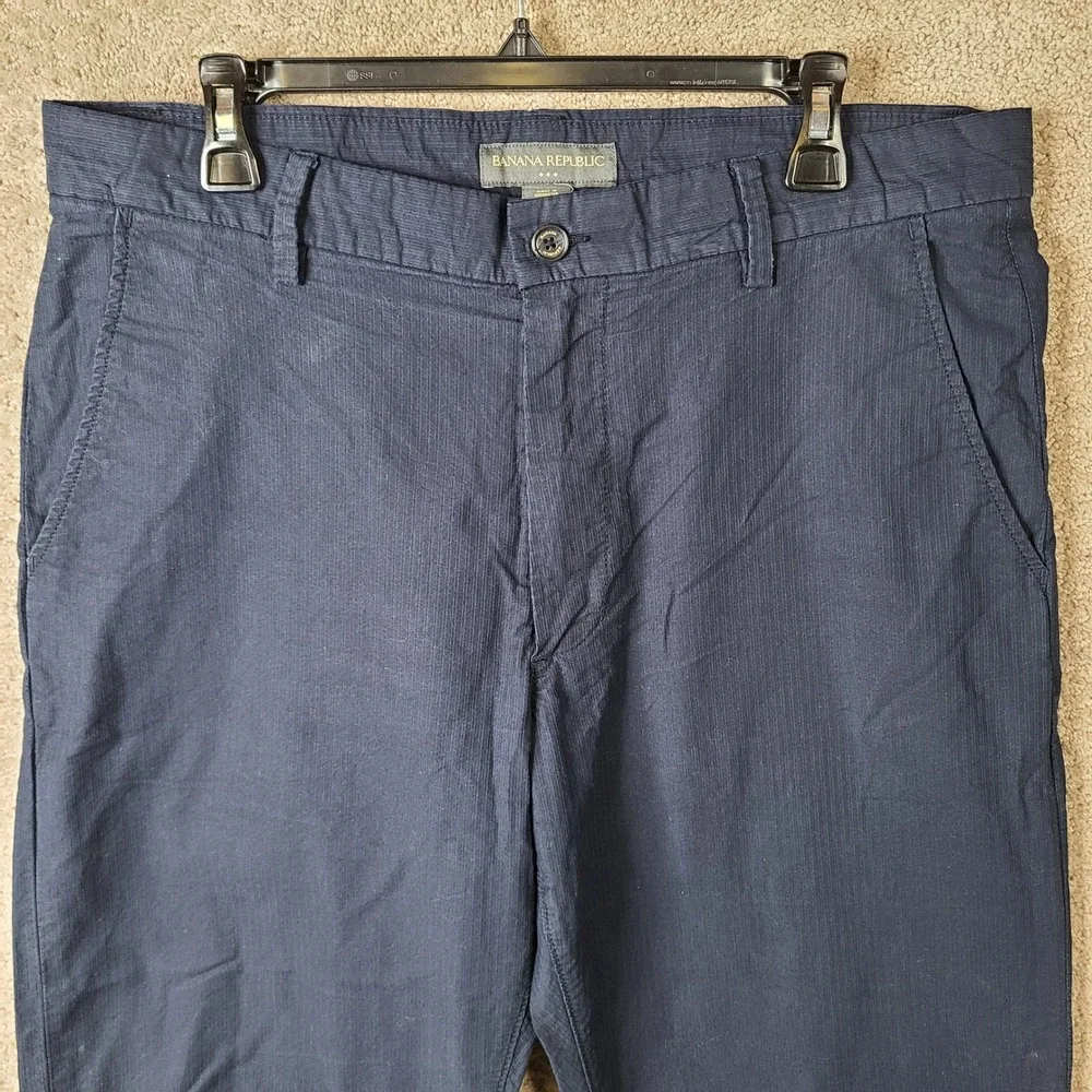 Banana Republic Pants Mens 36x30 Navy Blue Striped Chino Cotton Straight Casual